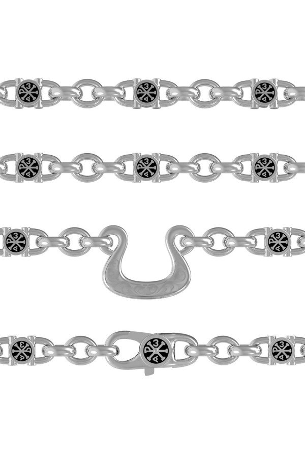 Цепь из белого золота c эмалью