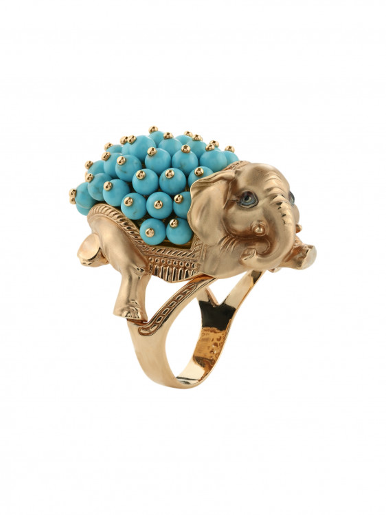 Кольцо из золота c эмалью и бирюзой