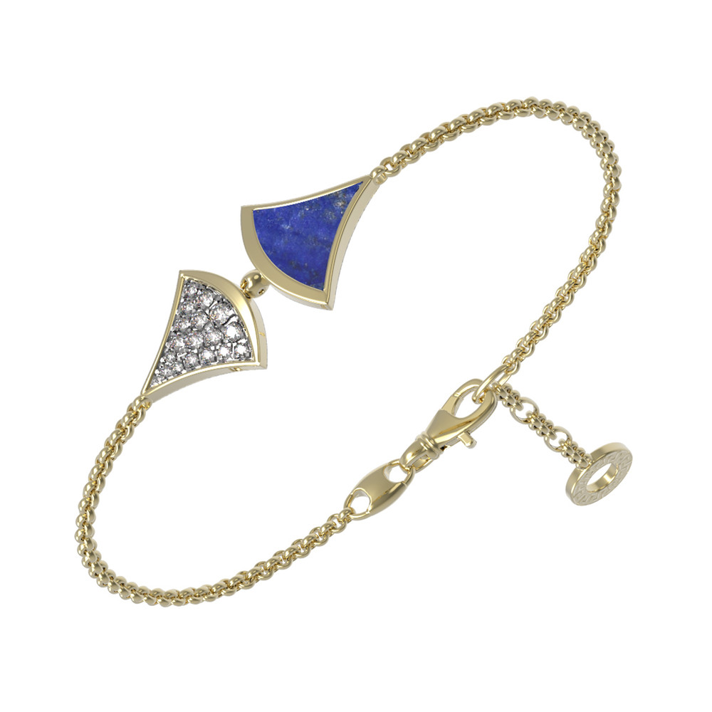 Браслет из лимонного золота c бриллиантами и лазуритом