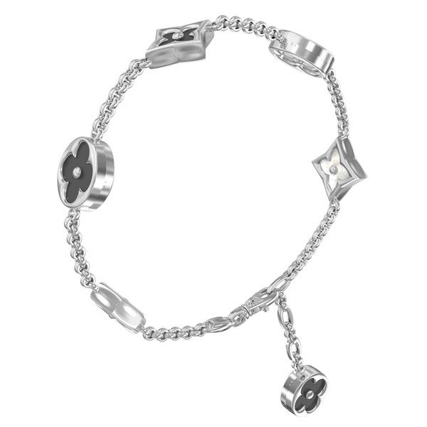 Браслет из белого золота c ониксом и перламутром