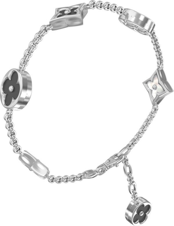 Браслет из белого золота c ониксом и перламутром