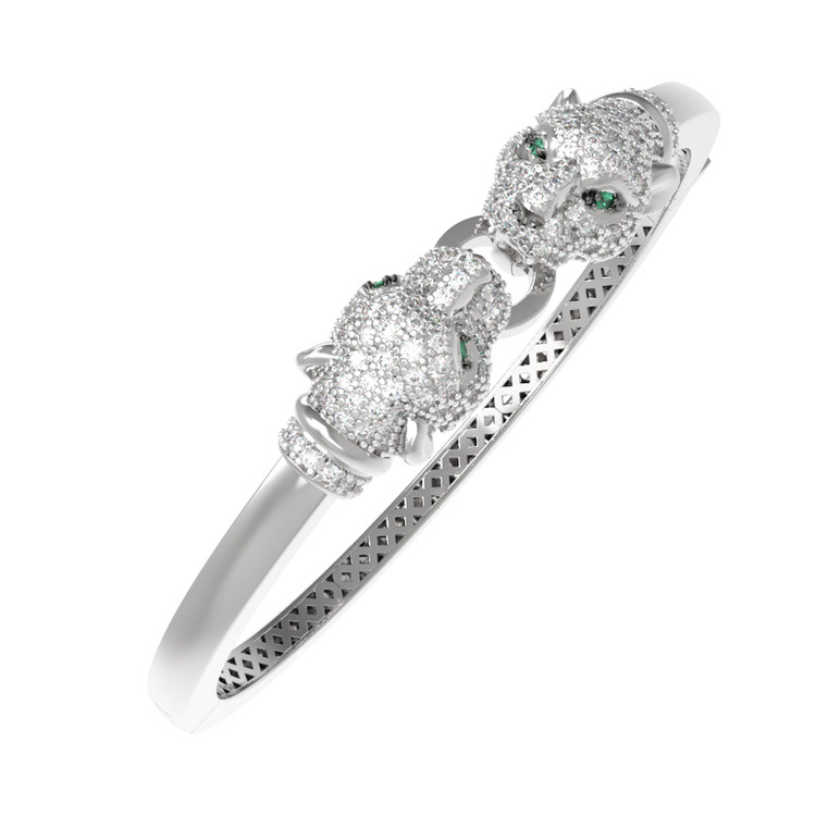 Браслет из белого золота c бриллиантами и изумрудом