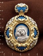 Образок из лимонного золота 585 пробы c эмалью