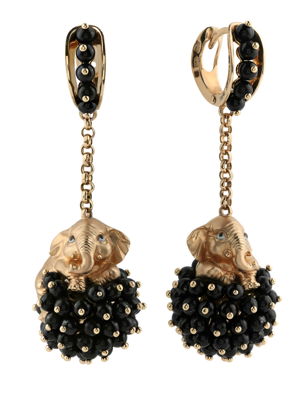 Серьги из золота c эмалью и ониксом