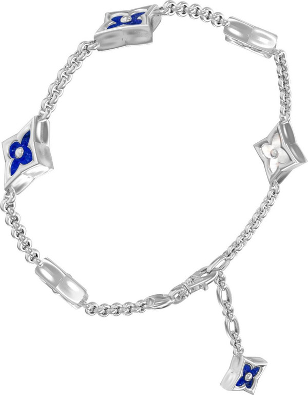 Браслет из белого золота c лазуритом и перламутром