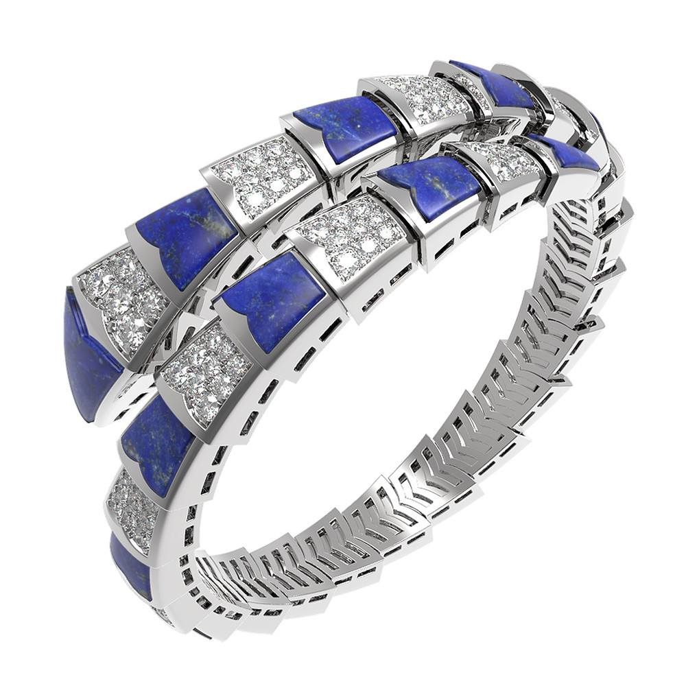 Браслет из белого золота c бриллиантами и лазуритом