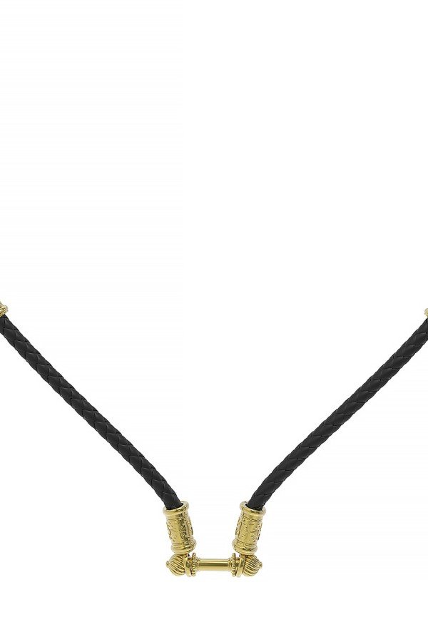 Гайтан из лимонного золота c кожаным шнурком