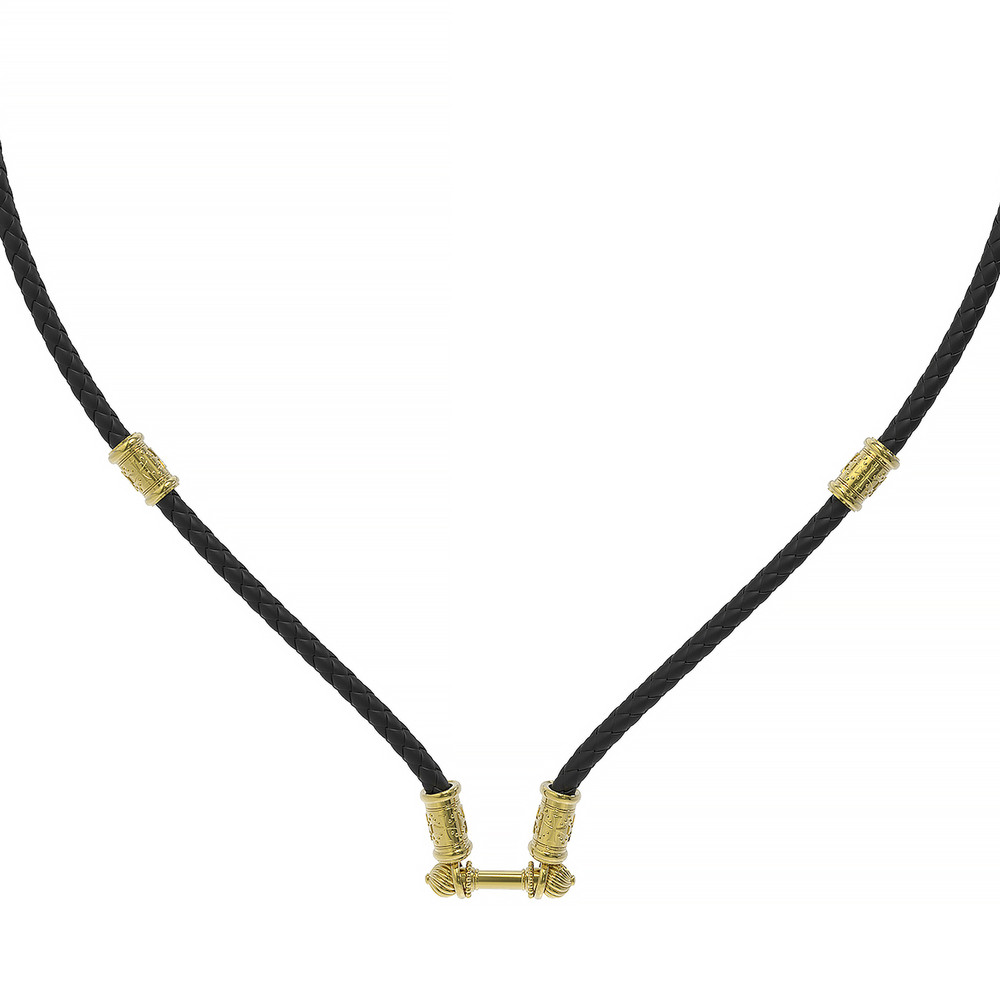 Гайтан из лимонного золота c кожаным шнурком