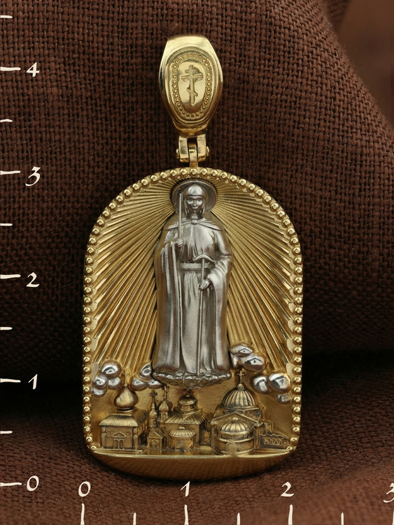 Образок из лимонного золота c эмалью