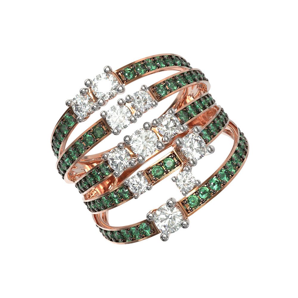 Кольцо из золота c бриллиантами и изумрудом