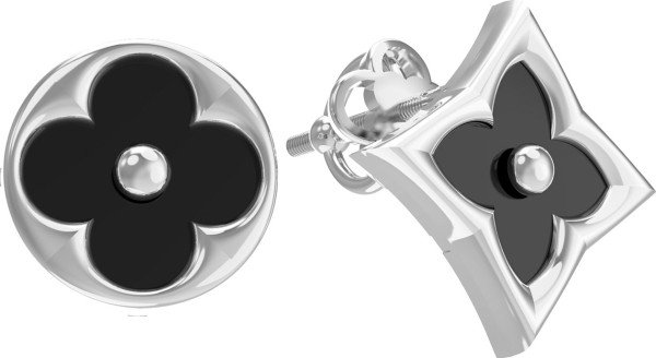 Серьги из белого золота c ониксом