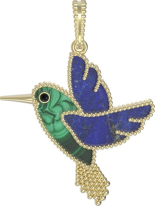 Подвеска из лимонного золота c эмалью, лазуритом и малахитом