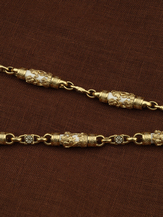 Цепь из лимонного золота c эмалью и бивнем мамонта