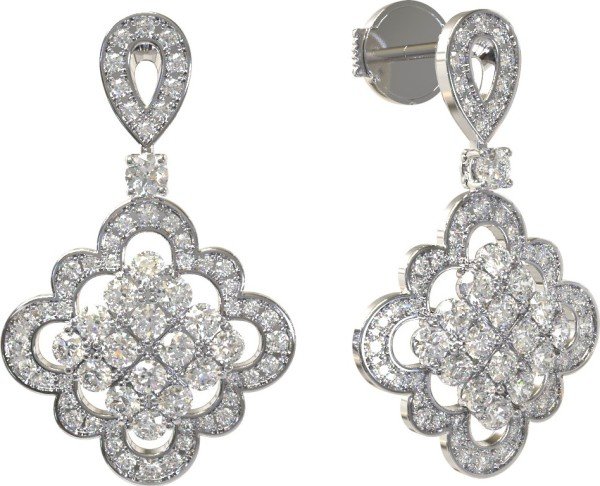 Серьги из белого золота 585 пробы c бриллиантами