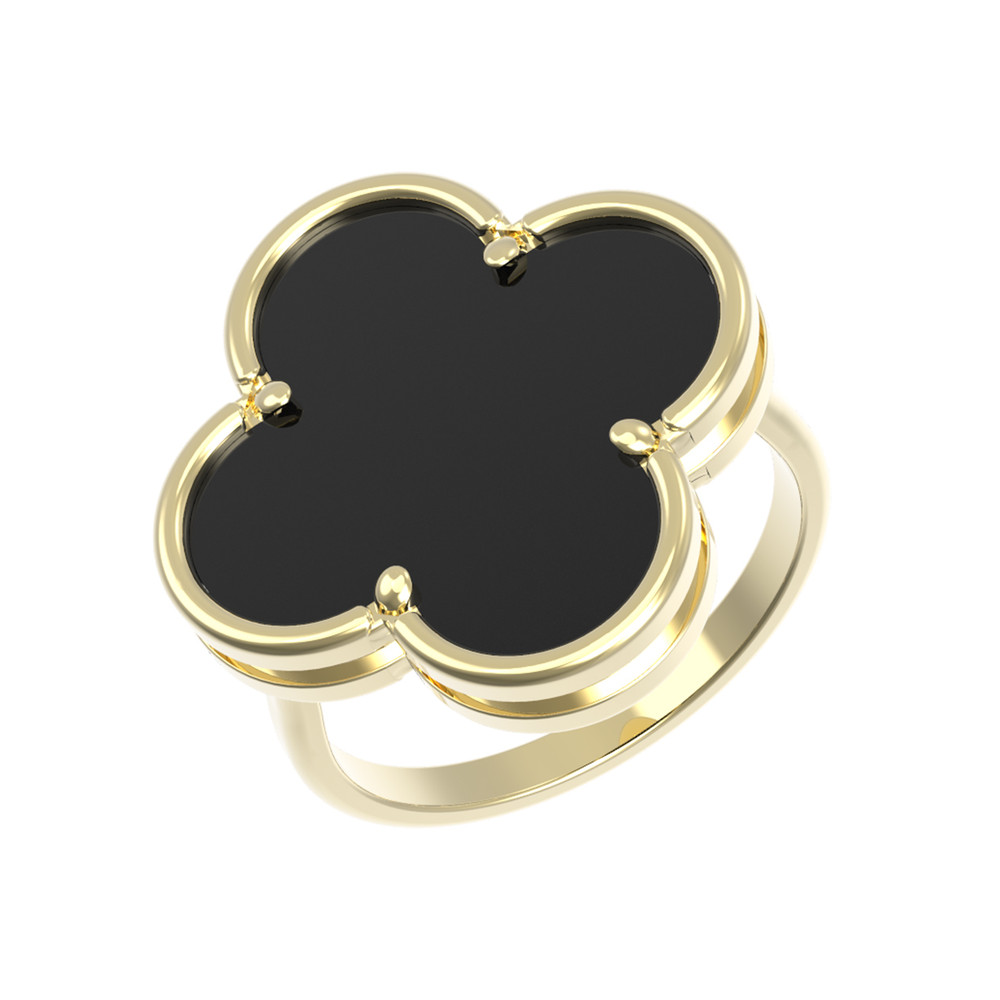 Кольцо из лимонного золота c ониксом