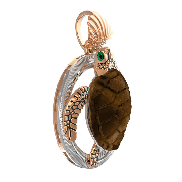 Подвеска из золота c эмалью и железным деревом