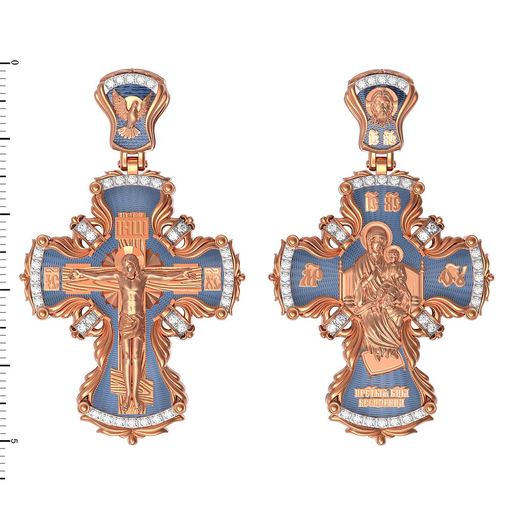 Крест из золота c эмалью и бриллиантами