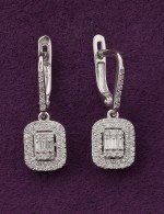 Серьги из белого золота 585 пробы c бриллиантами