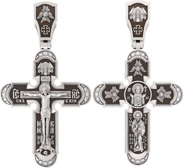 Крест из белого золота c бриллиантами