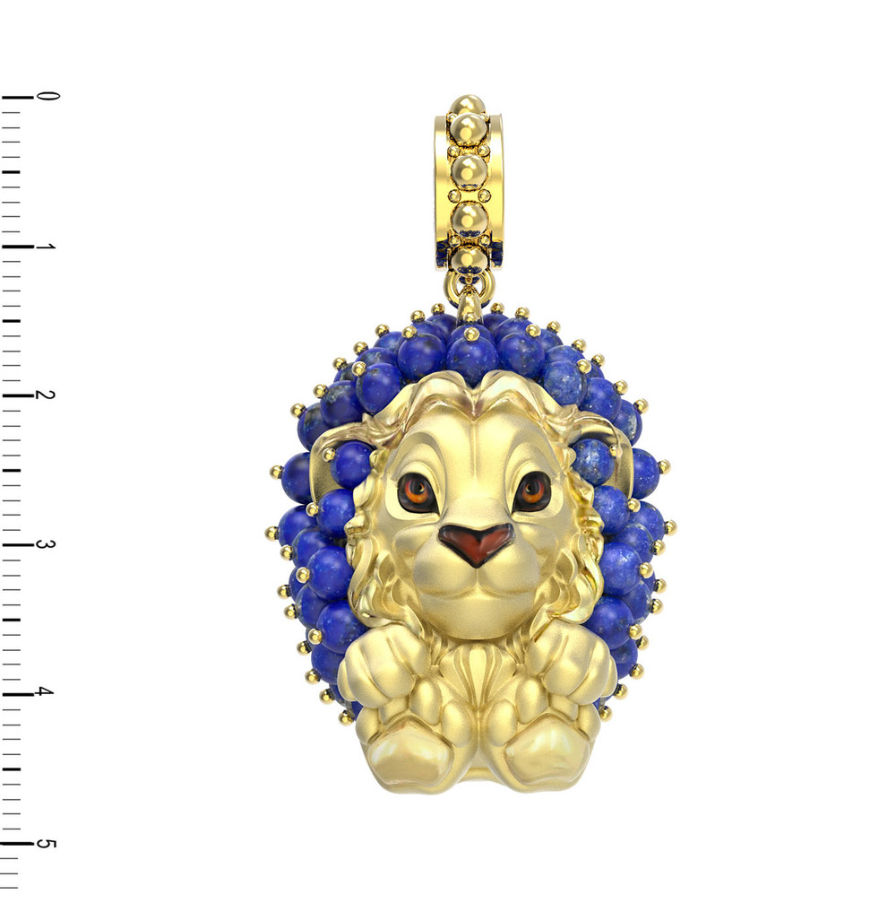 Подвеска из лимонного золота c эмалью и лазуритом