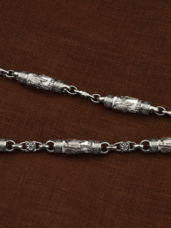 Цепь из белого золота c эмалью и бивнем мамонта