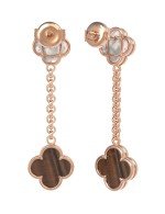 Серьги из золота 585 пробы c тигровым глазом и перламутром