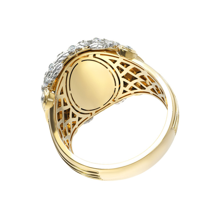 Кольцо из лимонного золота c бриллиантами и ониксом