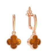 Серьги из золота 585 пробы c тигровым глазом