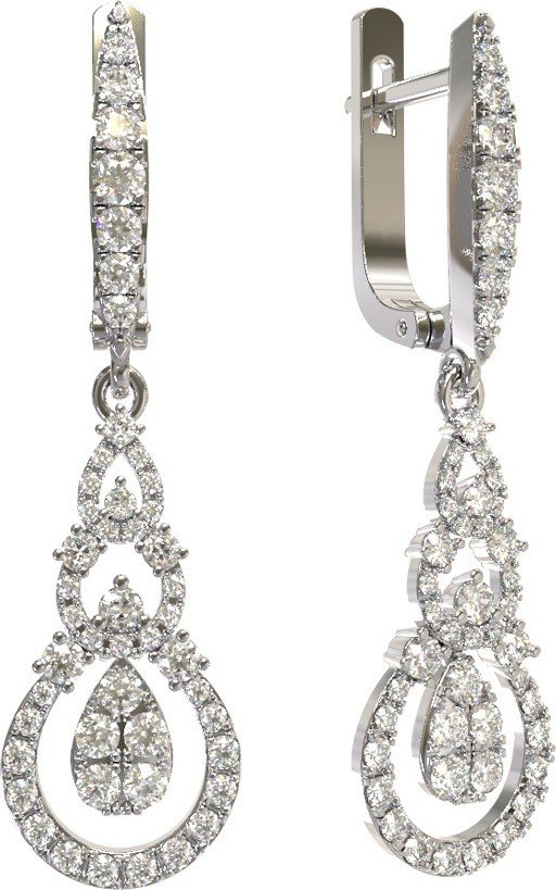 Серьги из белого золота c бриллиантами