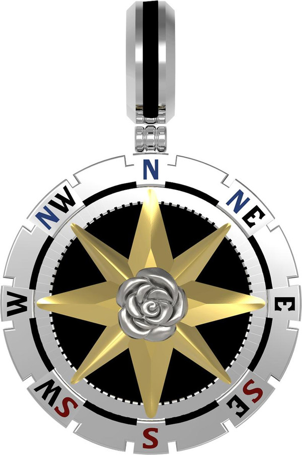 Подвеска из белого золота c эмалью и ониксом