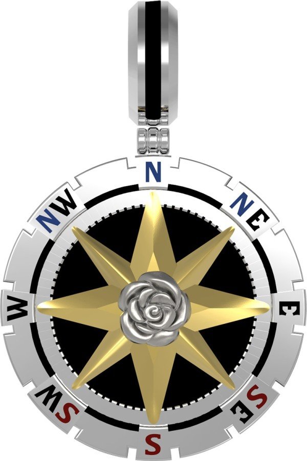 Подвеска из белого золота c эмалью и ониксом