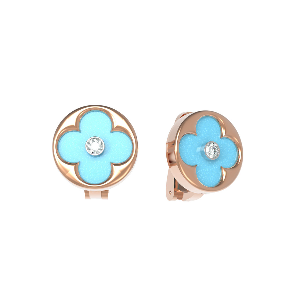 Серьги из золота c бриллиантами и бирюзой