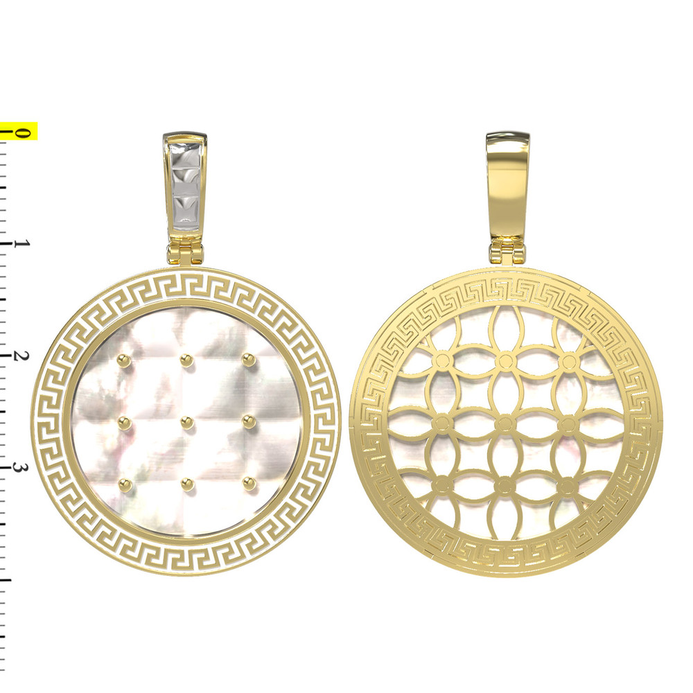 Подвеска из лимонного золота c эмалью и перламутром