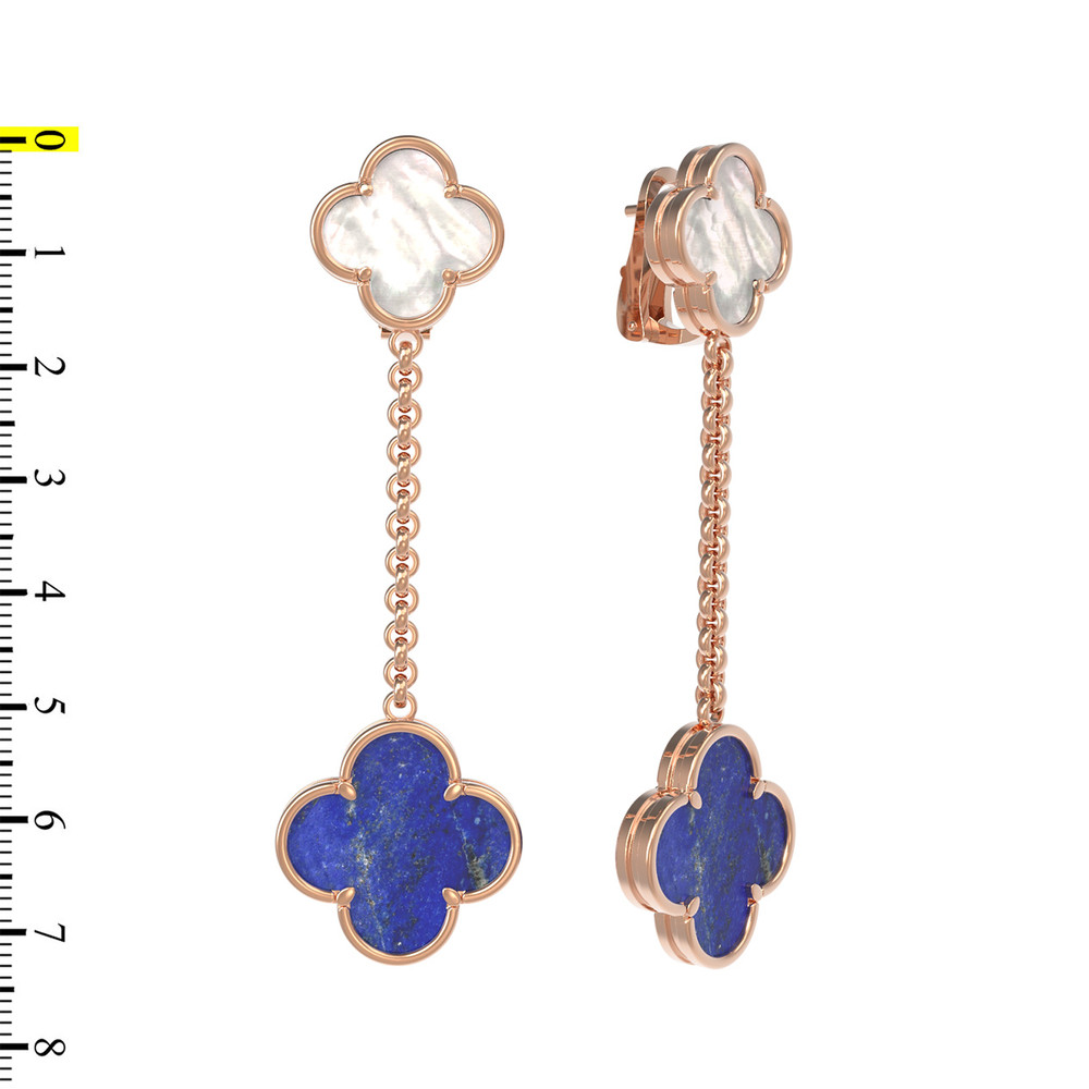 Серьги из золота c лазуритом и перламутром