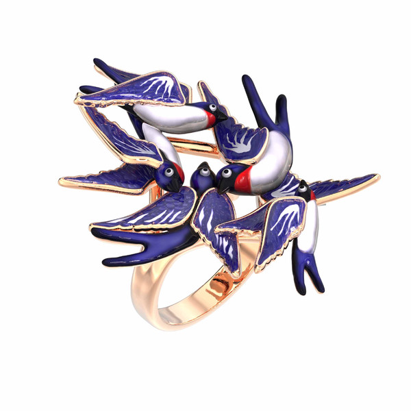 Кольцо из золота c эмалью