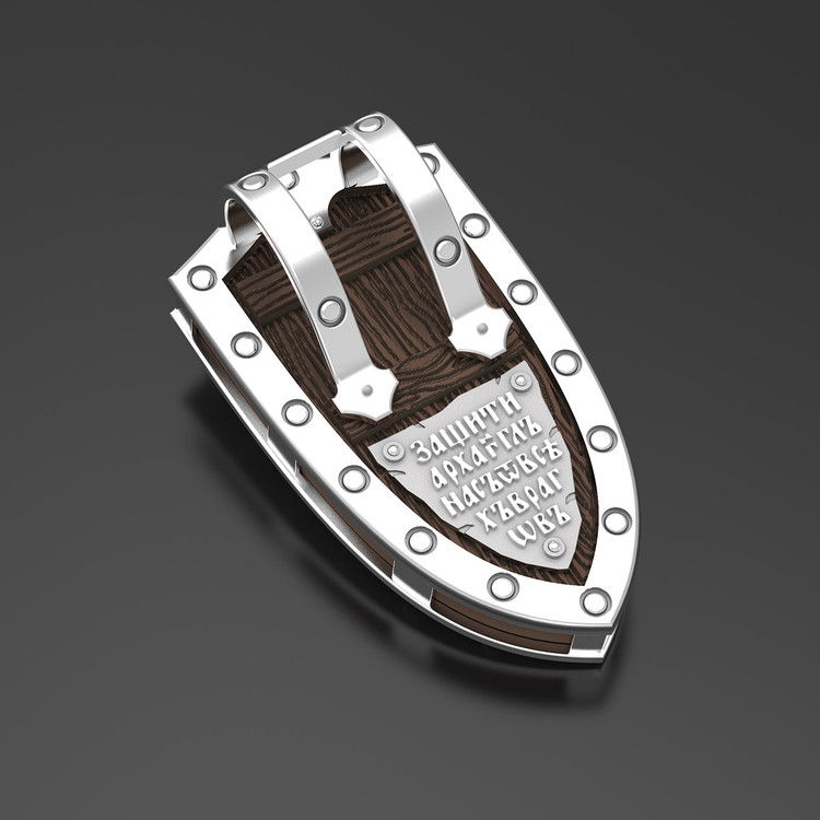 Образок из белого золота c эбеновым деревом