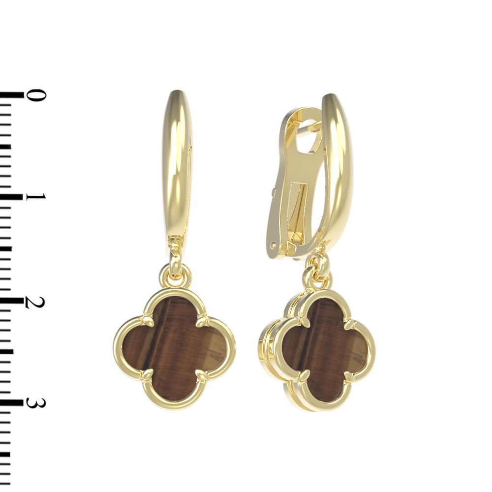 Серьги из лимонного золота c тигровым глазом