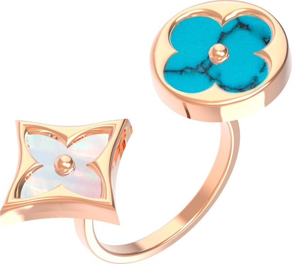 Кольцо из золота c бирюзой и перламутром