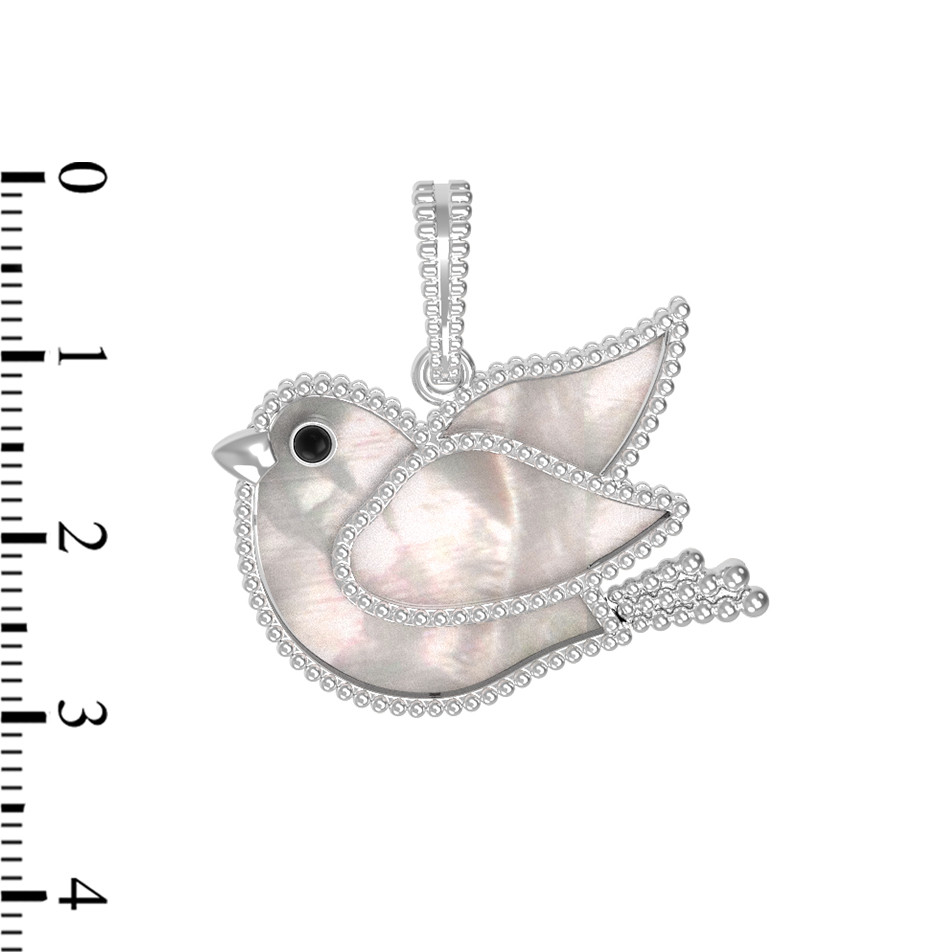 Подвеска из белого золота c эмалью и перламутром