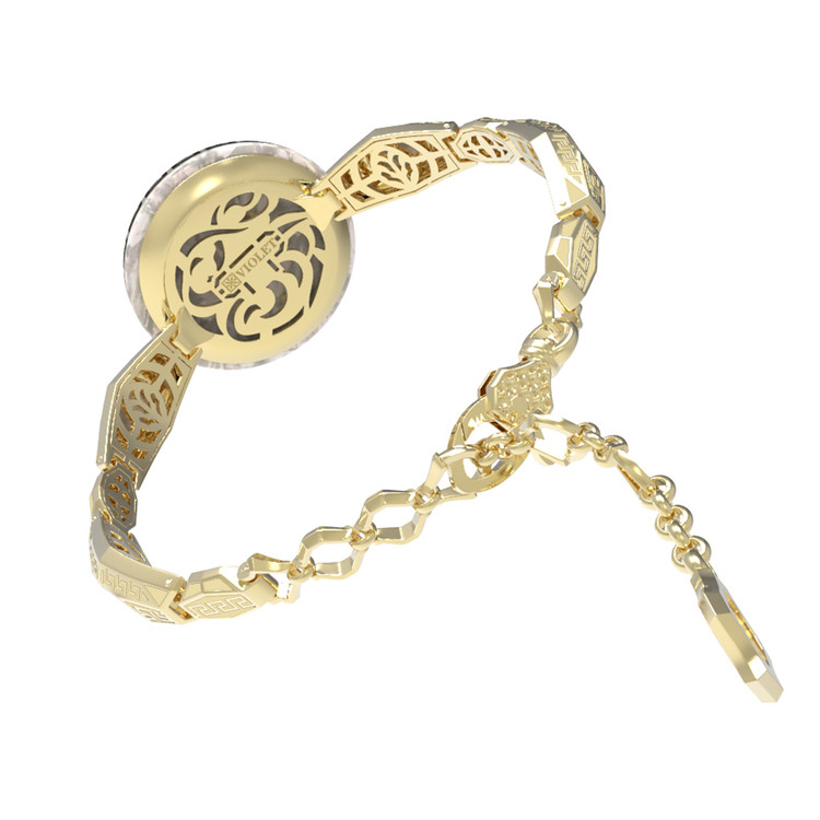 Браслет из лимонного золота c эмалью и перламутром