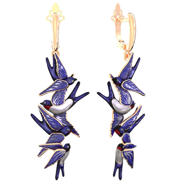 Серьги из золота c эмалью