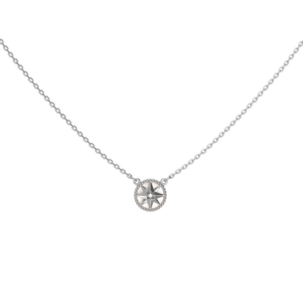 Колье из белого золота c бриллиантами и перламутром