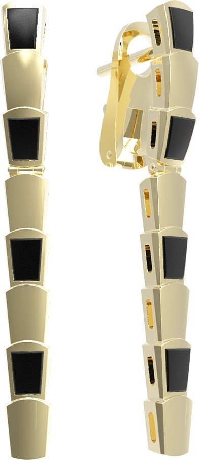 Серьги из лимонного золота c ониксом