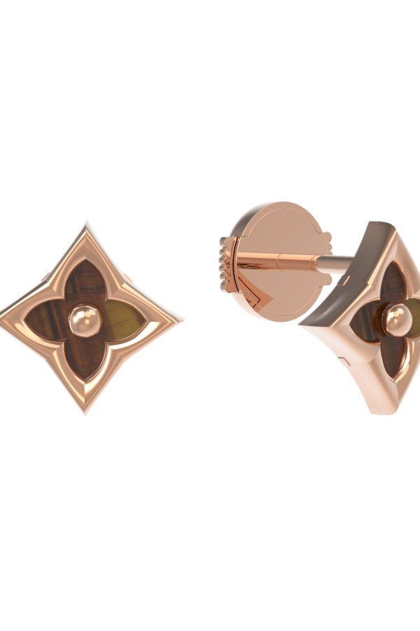 Серьги из золота 585 пробы c тигровым глазом