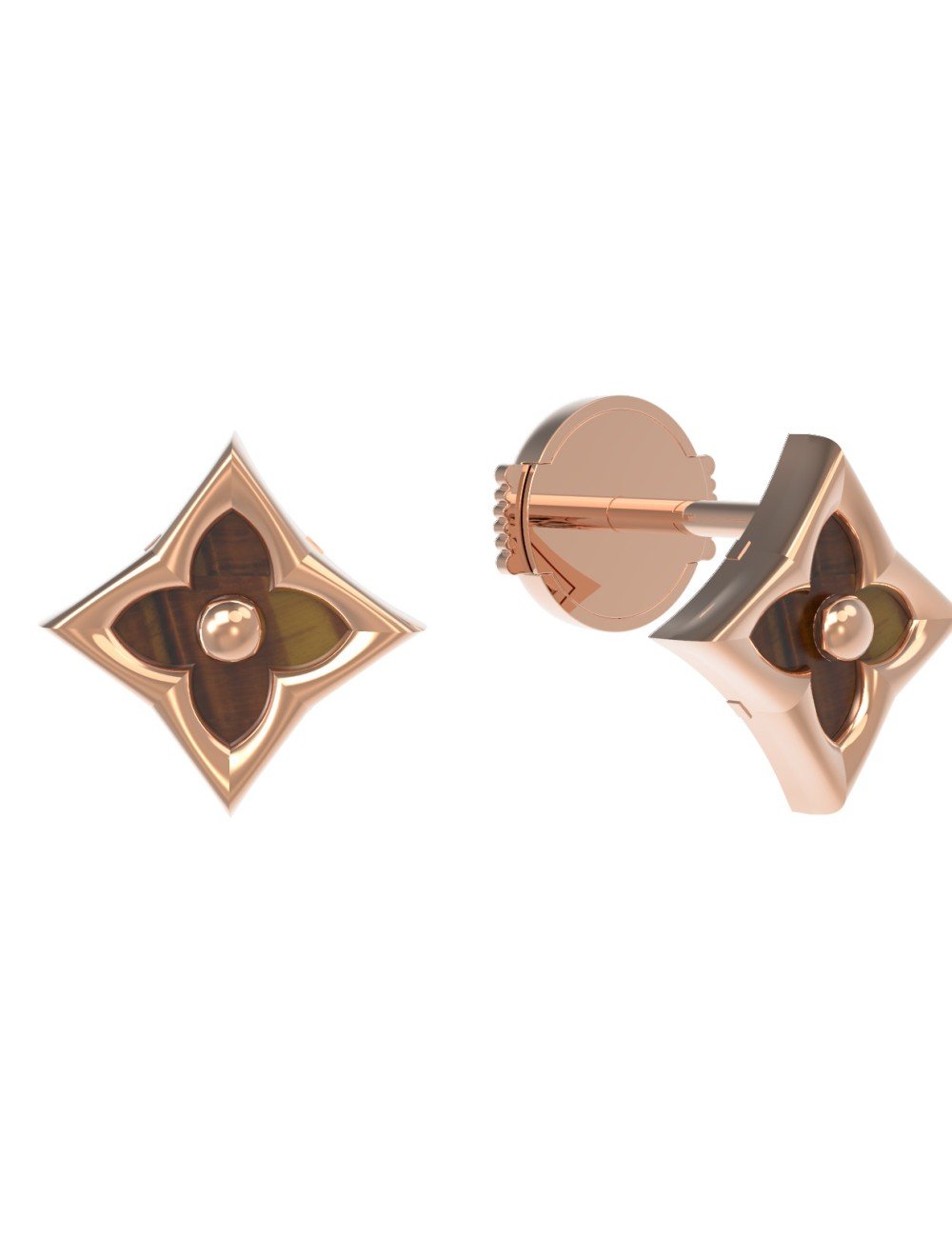 Серьги из золота 585 пробы c тигровым глазом
