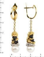 Серьги из лимонного золота 585 пробы c жемчугом