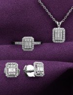 Серьги из белого золота 585 пробы c бриллиантами