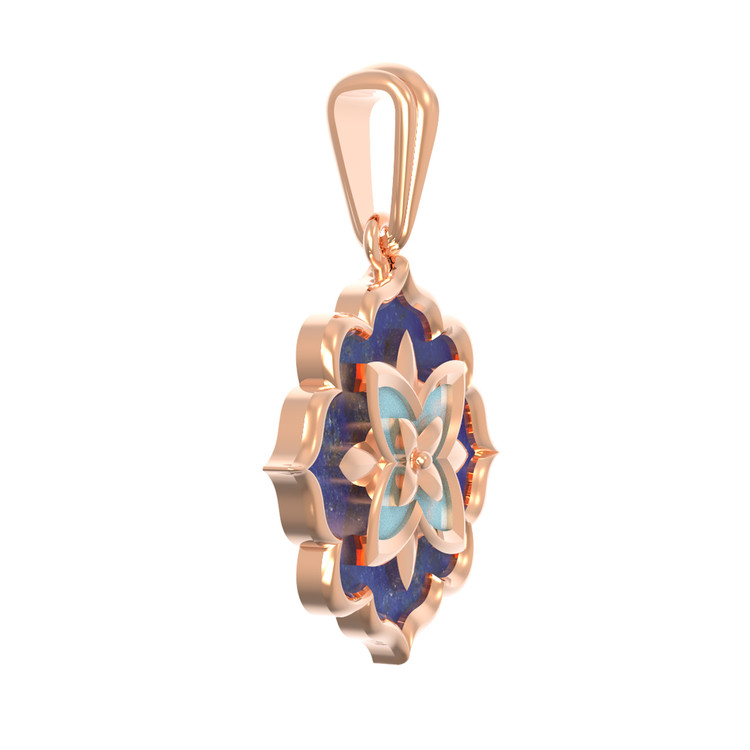 Подвеска из золота c бирюзой и лазуритом