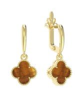 Серьги из лимонного золота 585 пробы c тигровым глазом