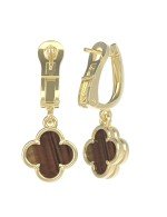 Серьги из лимонного золота 585 пробы c тигровым глазом
